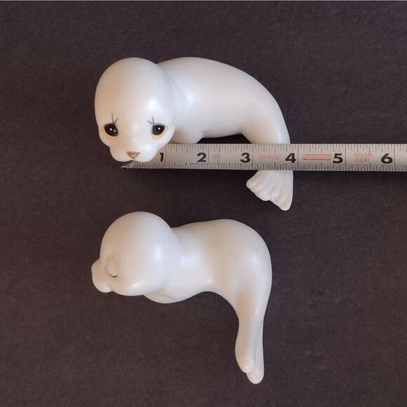 Vintage Oxford Mexico Pair Of Ceramic Mother & Pup White Seal Figurines Big Eyes - Picture 8 of 8